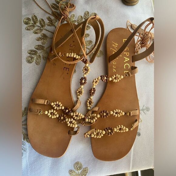 L*SPACE x MATISSE Slide Sandal Brown Stones Strap Size 10M - Picture 12 of 12